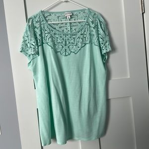 Fun T with slit sleeve mint 2x